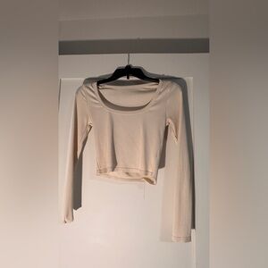 SHEIN Cream Ribbed Crop Top